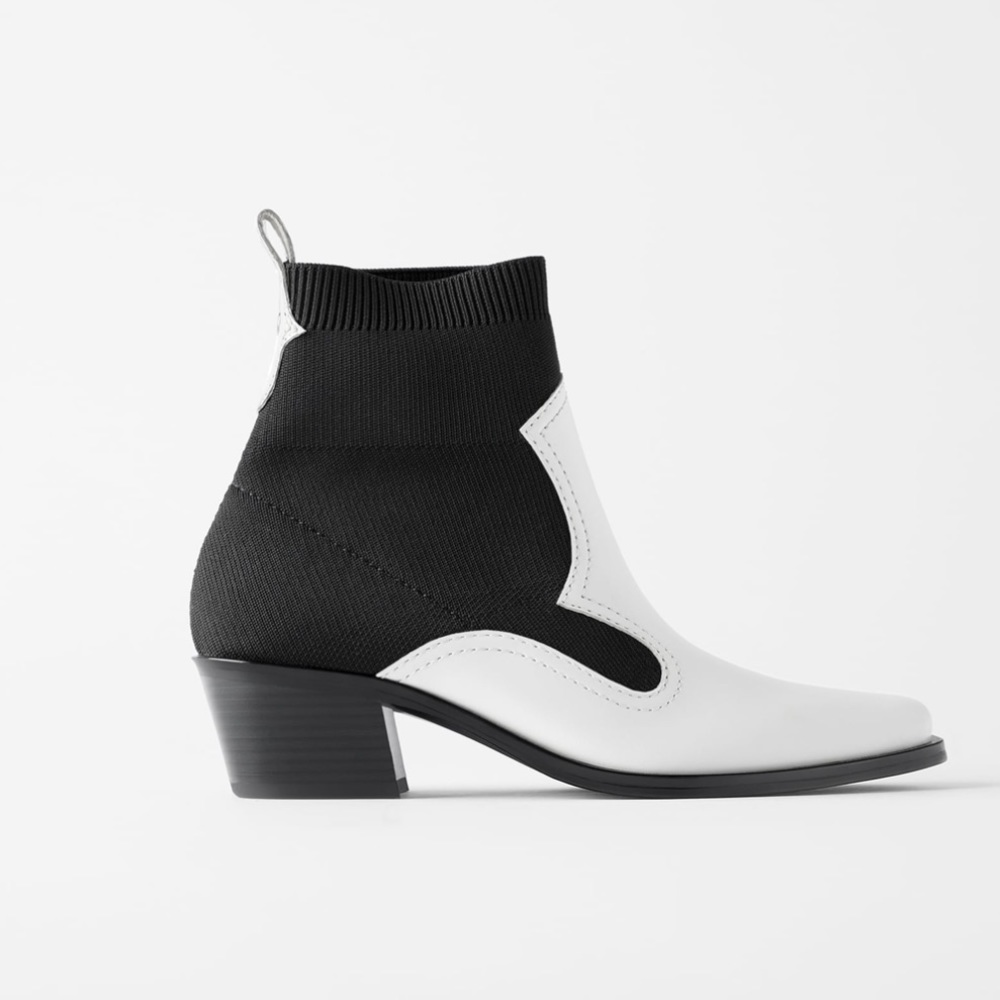 ZARA BNWT Contrasting Stretch Ankle Boots - Picture 3 of 8